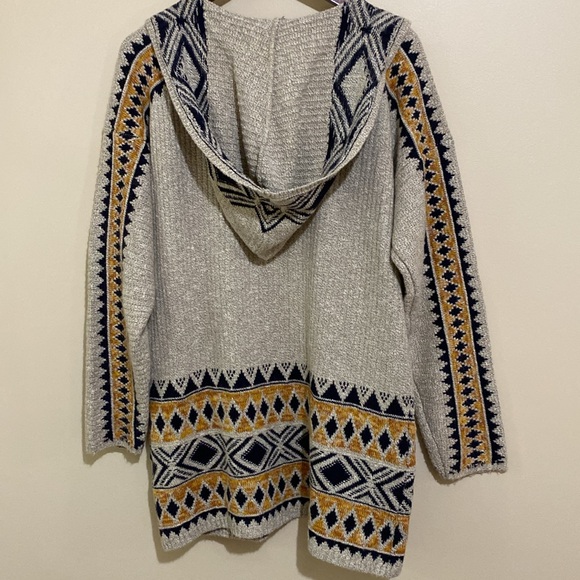 NWOT Lucky Brand Tan Gold Black Geometric Cardigan Size Large - Picture 4 of 4